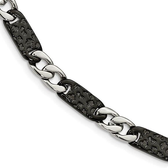 Men's 9mm Stainless Steel Two Tone Link Chain Necklace, 24 Inch - Picture 1 of 8